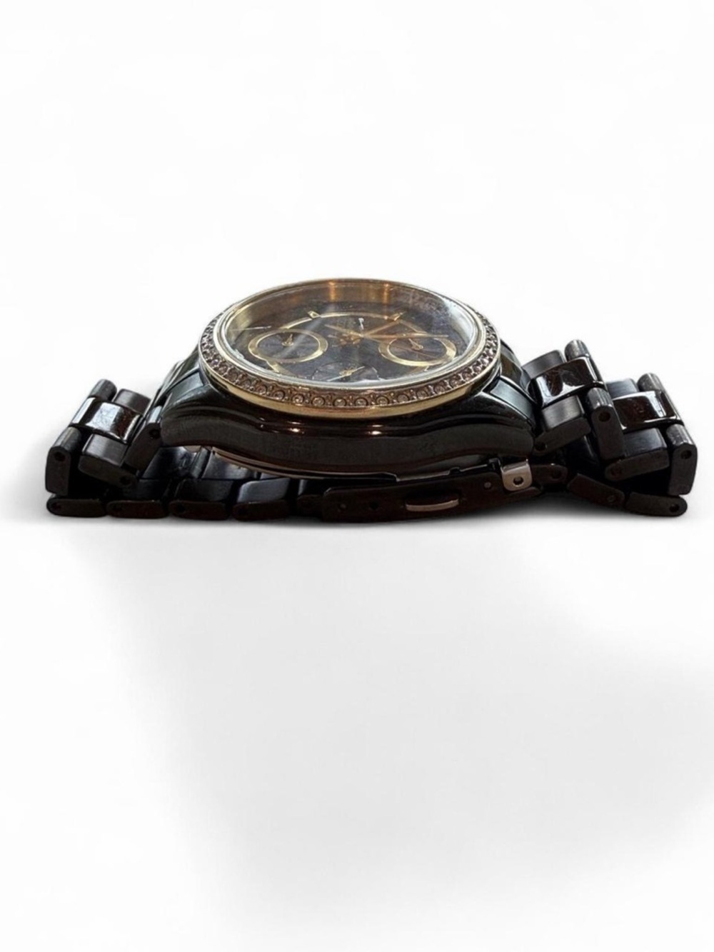 Citizen Eco-Drive POV Crystal Bezel Watch Black Gold - Picture 4 of 9